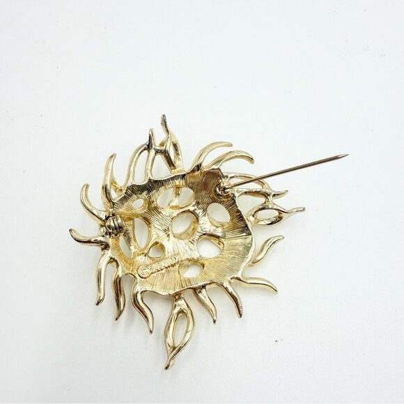 Vintage Signed Sarah Coventry Brutalist Sea Urchin Goldtone Brooch - Picture 5 of 6
